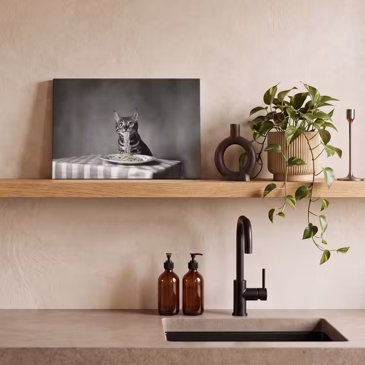 Canvas schilderij - Bengaal - Kat - Tafelkleed - Zwart - Wit - Dier — 3