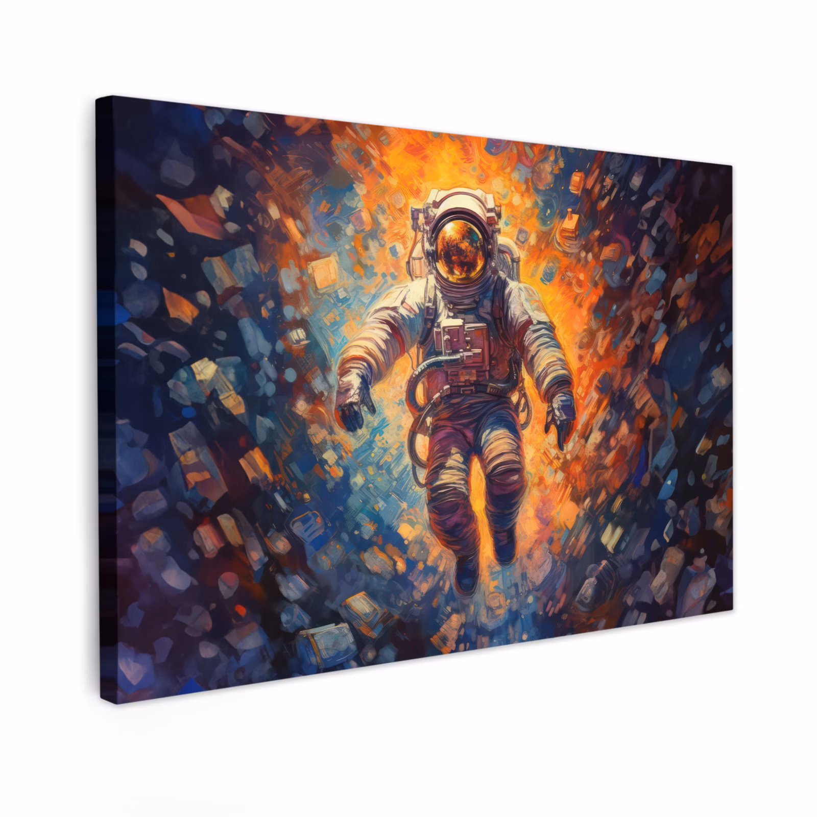 Canvas schilderij - Astronaut - Neon - Oranje - Ruimte — 1