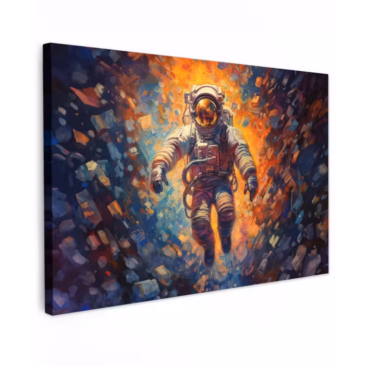 Canvas schilderij - Astronaut - Neon - Oranje - Ruimte — 1