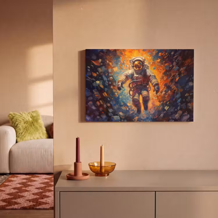 Canvas schilderij - Astronaut - Neon - Oranje - Ruimte — 2