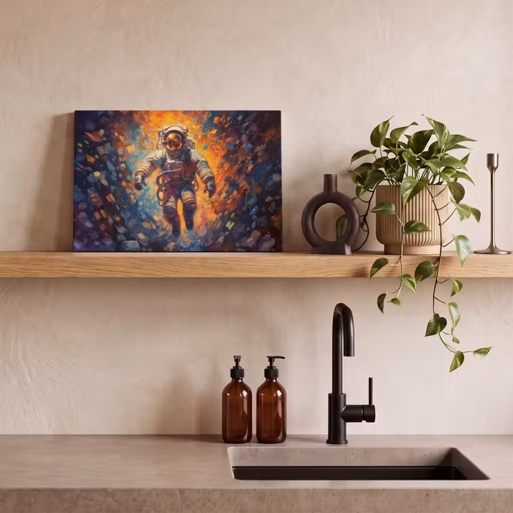 Canvas schilderij - Astronaut - Neon - Oranje - Ruimte — 3