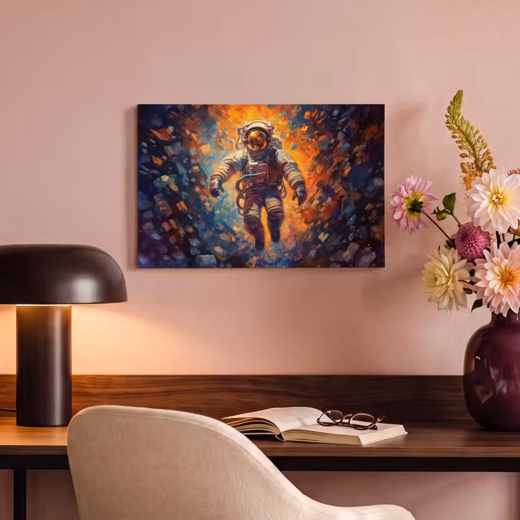 Canvas schilderij - Astronaut - Neon - Oranje - Ruimte — 4