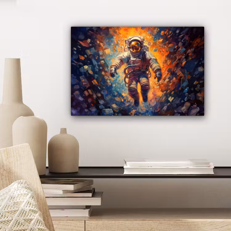 Canvas schilderij - Astronaut - Neon - Oranje - Ruimte — 5