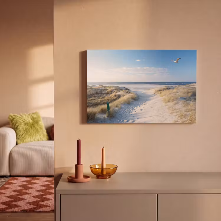 Canvas schilderij - Duin - Meeuw - Strand - Zee - Zon — 2