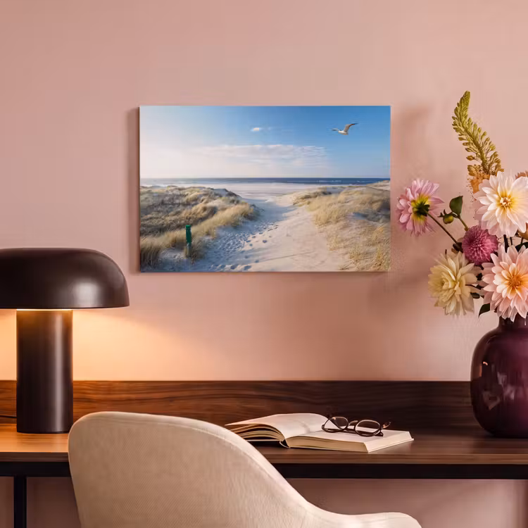 Canvas schilderij - Duin - Meeuw - Strand - Zee - Zon — 4