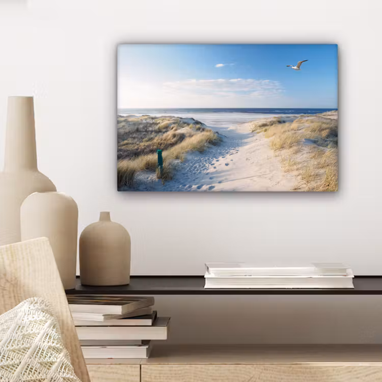 Canvas schilderij - Duin - Meeuw - Strand - Zee - Zon — 5