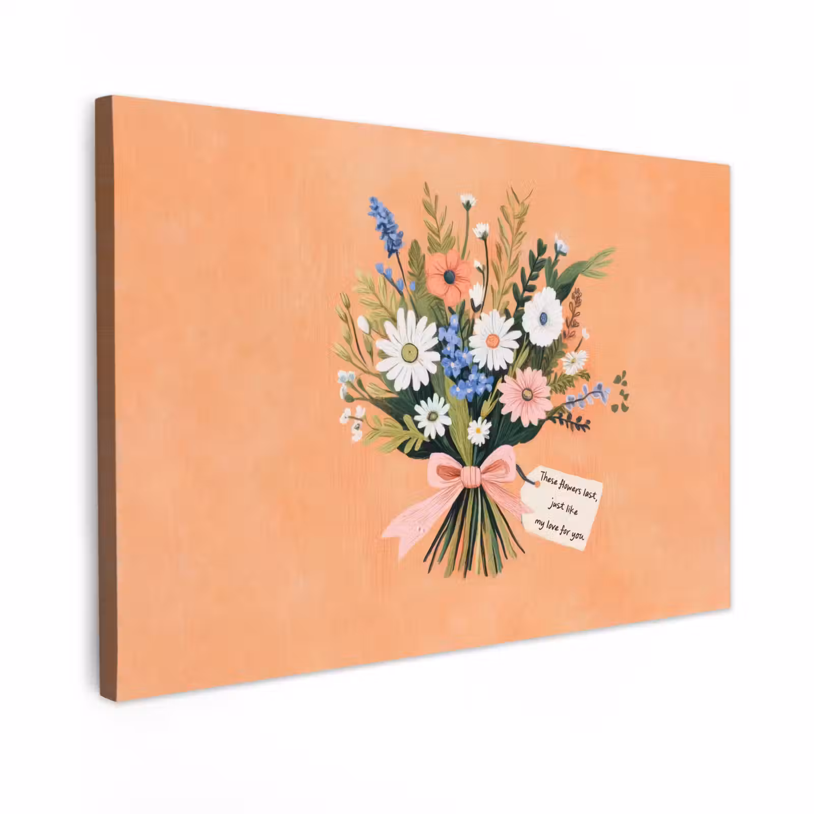 Canvas schilderij - Boeket - Strikje - Quote — 1