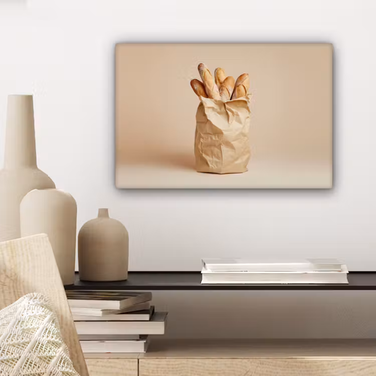 Canvas schilderij - Baguette - Brood - Stokbrood - Beige — 5