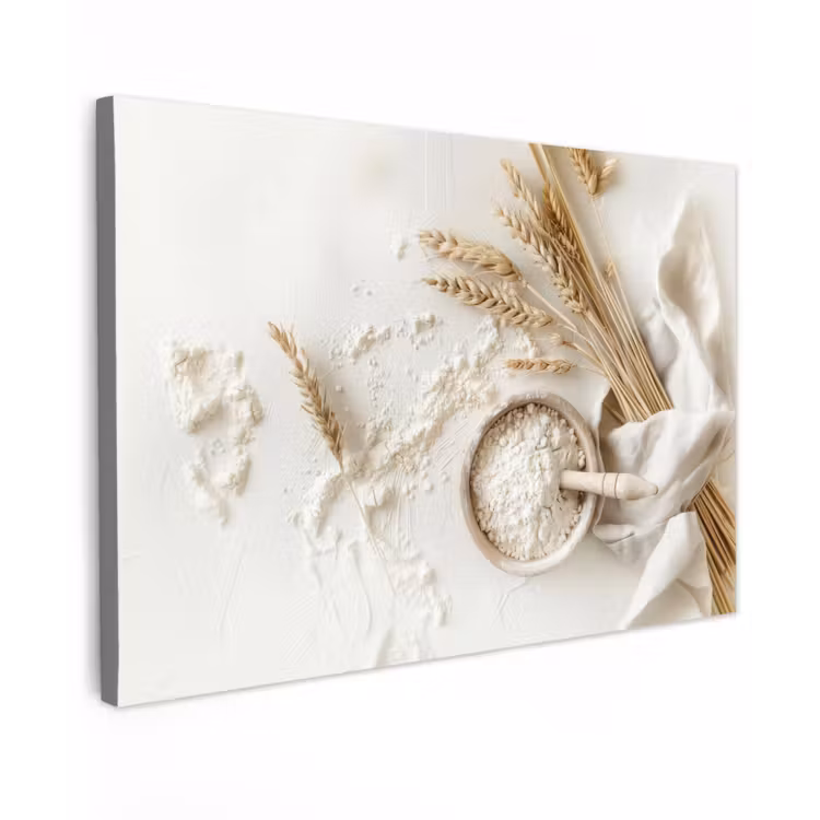 Canvas schilderij - Bloem - Hout - Tarwe — 1