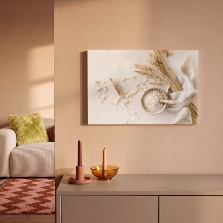 Canvas schilderij - Bloem - Hout - Tarwe — 2