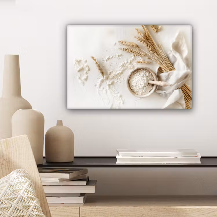 Canvas schilderij - Bloem - Hout - Tarwe — 5