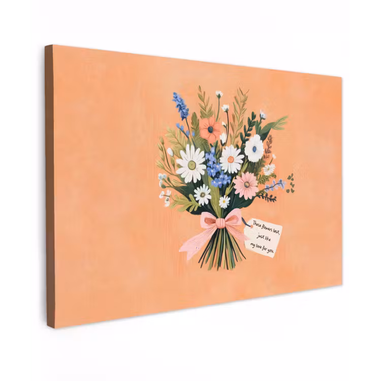 Canvas schilderij - Boeket - Strikje - Quote — 1