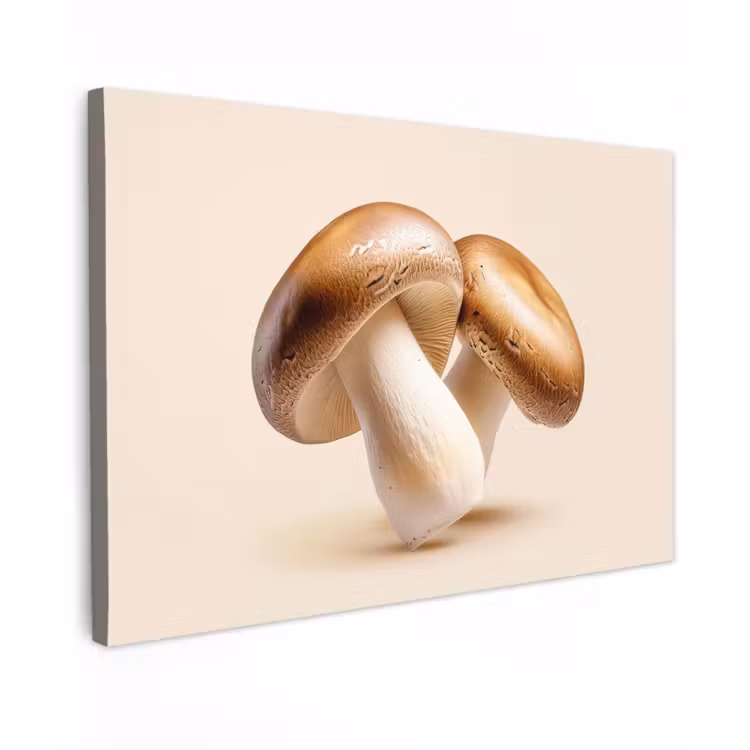 Canvas schilderij - Champignons - Zacht - Beige — 1