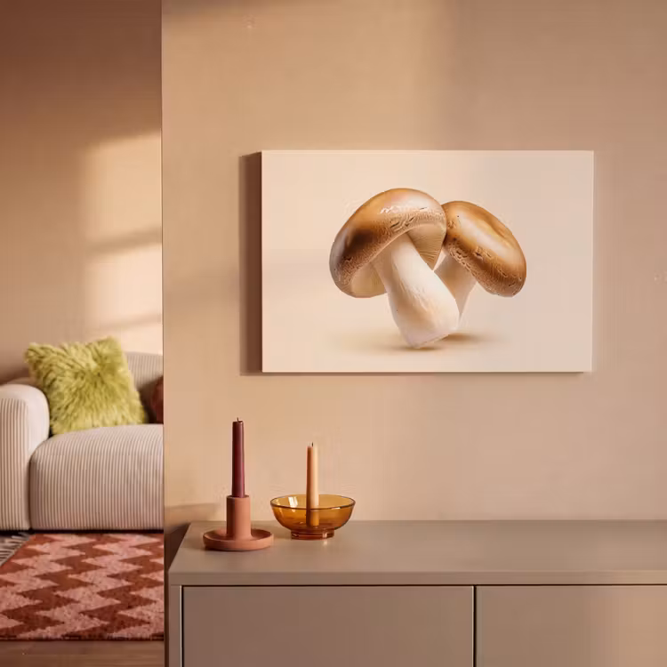 Canvas schilderij - Champignons - Zacht - Beige — 2