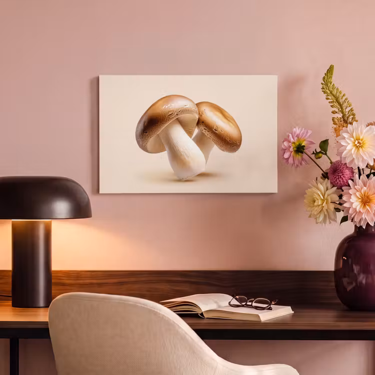 Canvas schilderij - Champignons - Zacht - Beige — 4
