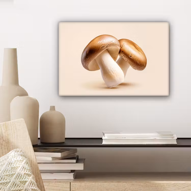 Canvas schilderij - Champignons - Zacht - Beige — 5