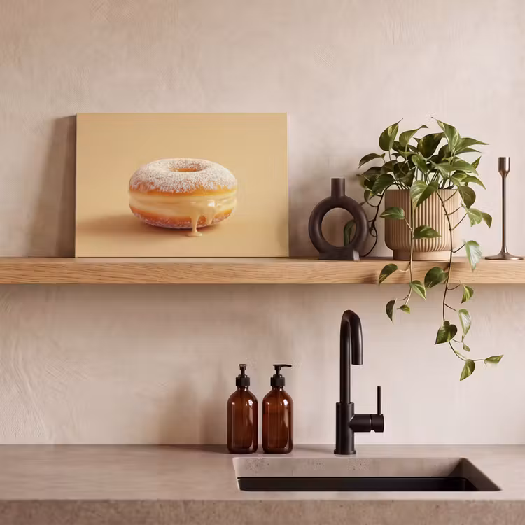 Canvas schilderij - Donut - Romig - Poedersuiker - Beige — 3