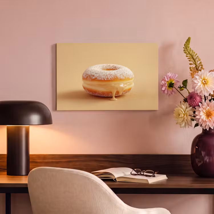 Canvas schilderij - Donut - Romig - Poedersuiker - Beige — 4