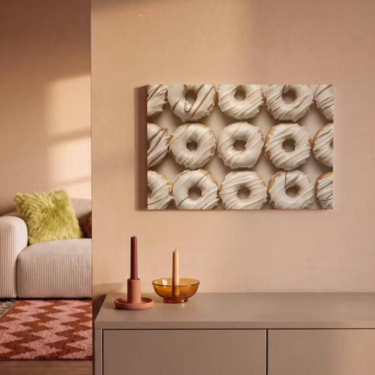 Canvas schilderij - Donuts - Chocolade - Wit - Beige — 2
