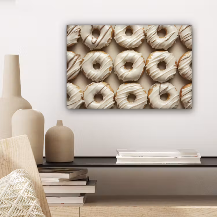 Canvas schilderij - Donuts - Chocolade - Wit - Beige — 5