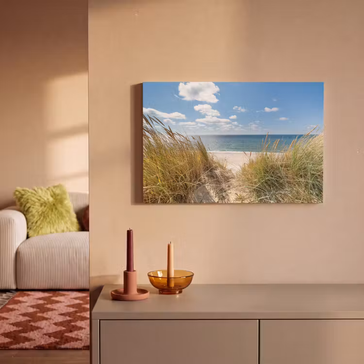 Canvas schilderij - Duin - Gras - Zee - Strand — 2