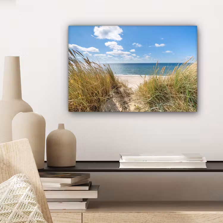 Canvas schilderij - Duin - Gras - Zee - Strand — 5