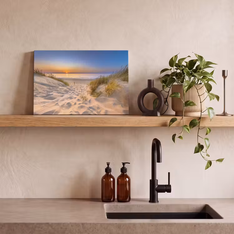 Canvas schilderij - Duin - Zonsondergang - Horizon - Strand - Gras — 3