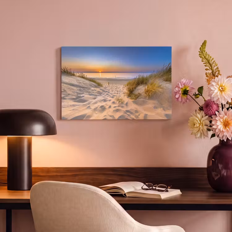 Canvas schilderij - Duin - Zonsondergang - Horizon - Strand - Gras — 4