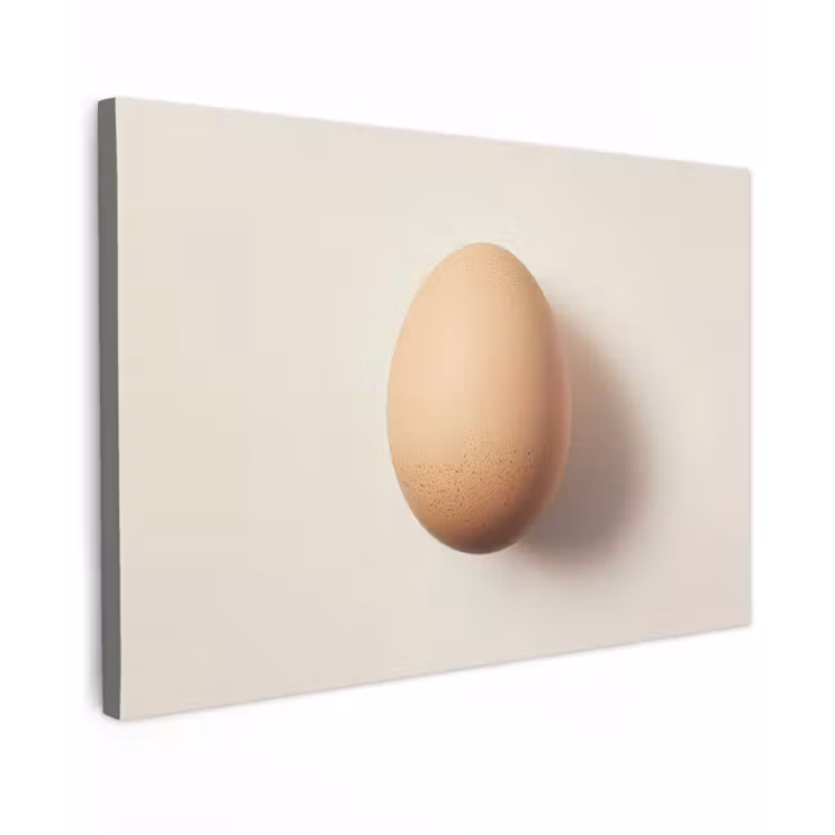 Canvas schilderij - Ei - Beige - Ovaal - Egaal — 1