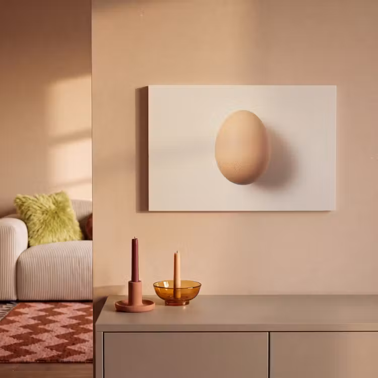 Canvas schilderij - Ei - Beige - Ovaal - Egaal — 2