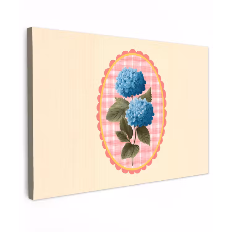 Canvas schilderij - Bloemen - Blauw - Lijst - Bladeren — 1