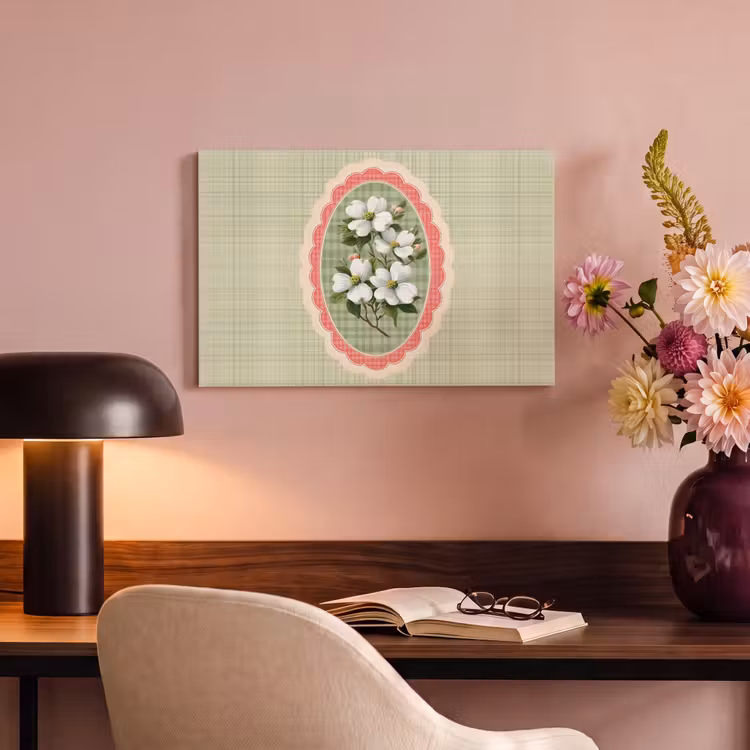 Canvas schilderij - Bloemen - Illustratie - Geruit - Groen — 4