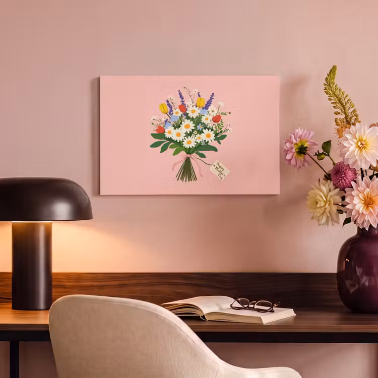 Canvas schilderij - Bloemen - Lint - Kaartje — 4