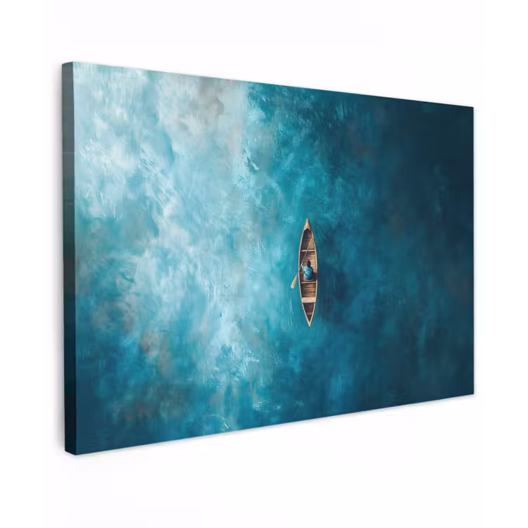 Canvas schilderij - Bootje - Water - Blauw — 1