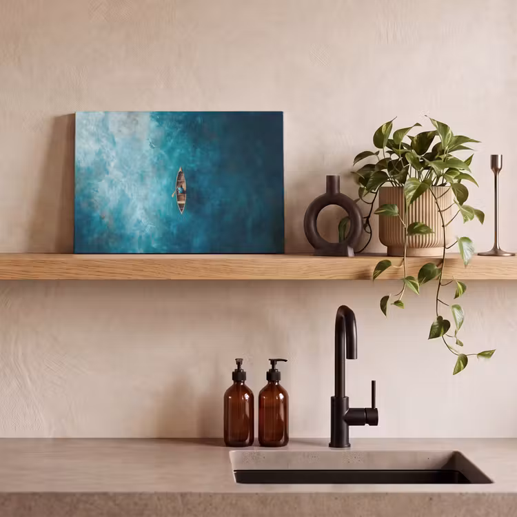 Canvas schilderij - Bootje - Water - Blauw — 3
