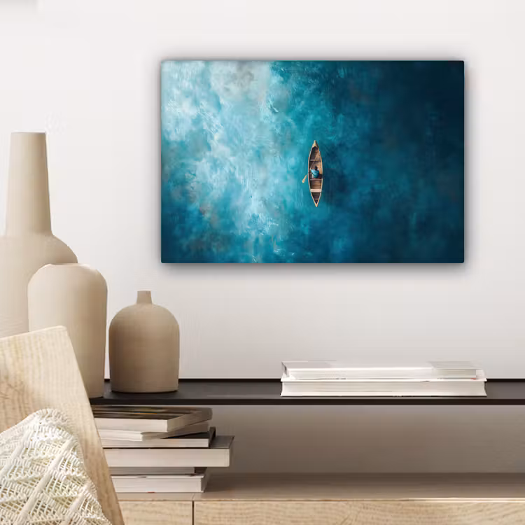 Canvas schilderij - Bootje - Water - Blauw — 5