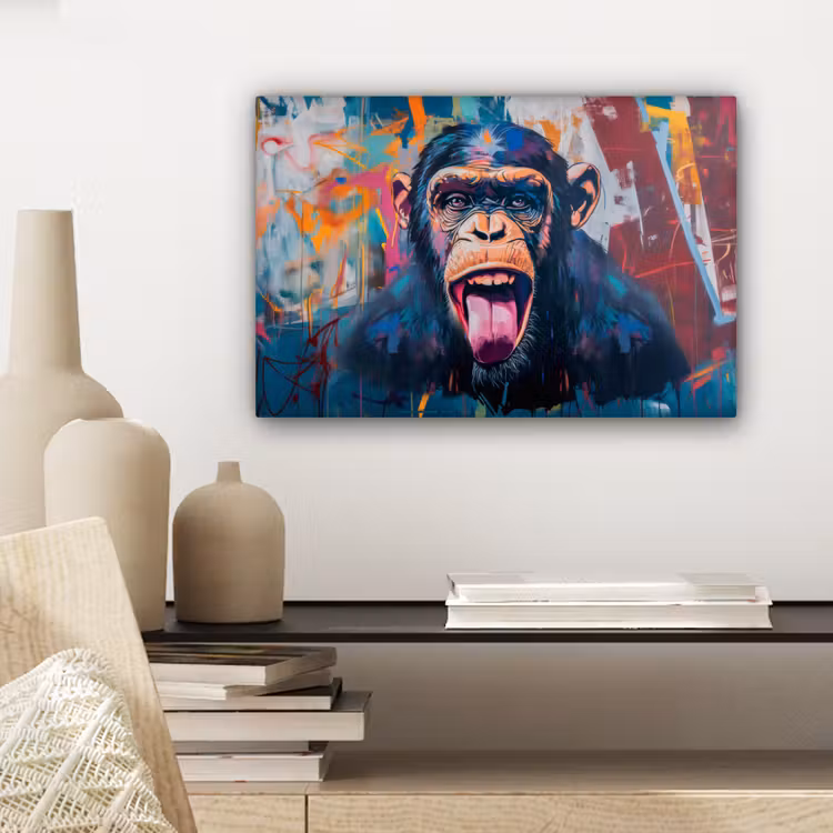 Canvas schilderij - Aap - Tong - Abstract - Zwart — 5