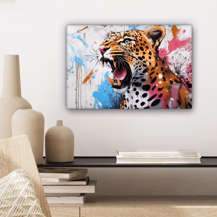 Canvas schilderij - Abstract - Luipaard - Kleurrijk — 5