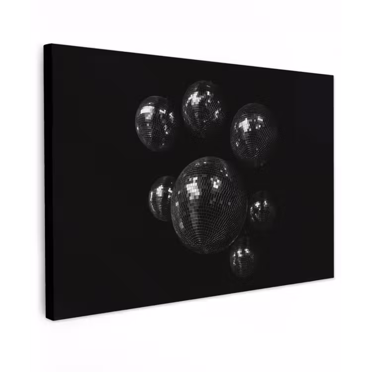 Canvas schilderij - Discoballen - Minimalistisch - Zwart — 1