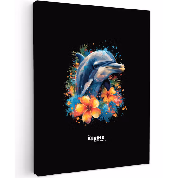 Canvas schilderij - Dolfijn te midden van graffiti bloemen — 2