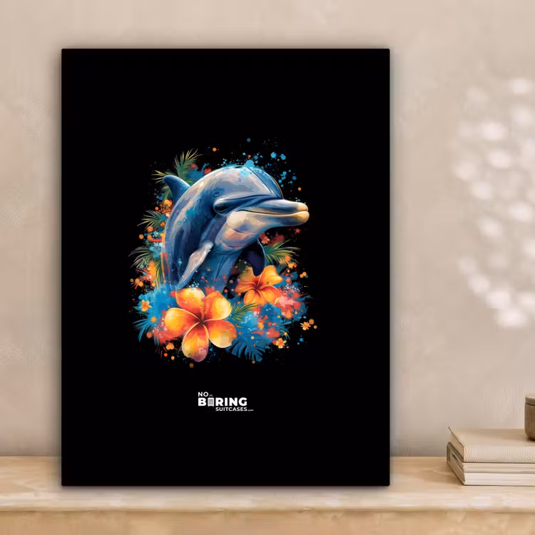 Canvas schilderij - Dolfijn te midden van graffiti bloemen — 3