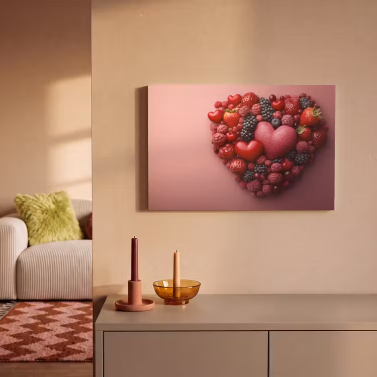 Canvas schilderij - Fruit - Hartjes - Aardbeien - Frambozen - Bosbessen — 2