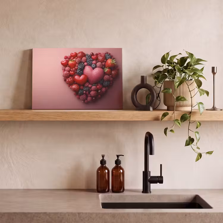 Canvas schilderij - Fruit - Hartjes - Aardbeien - Frambozen - Bosbessen — 3