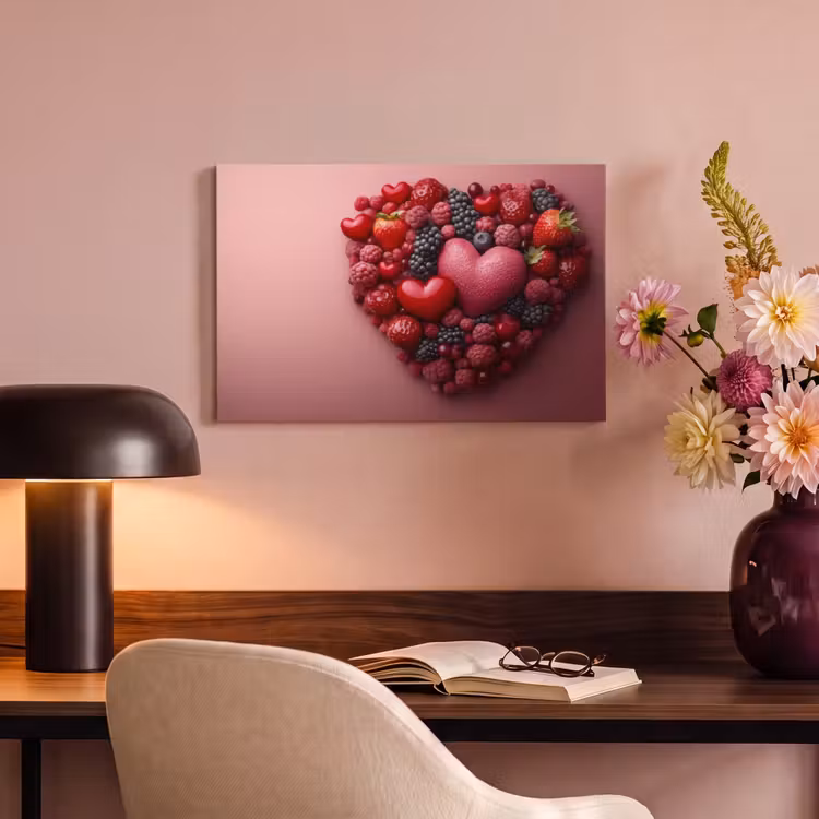 Canvas schilderij - Fruit - Hartjes - Aardbeien - Frambozen - Bosbessen — 4