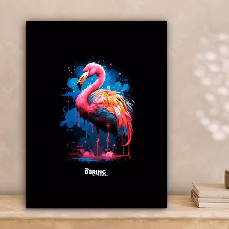 Canvas schilderij - Gekleurde flamingo voor een verfexplosie — 3