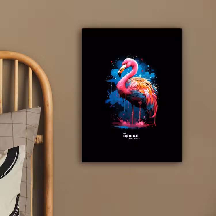 Canvas schilderij - Gekleurde flamingo voor een verfexplosie — 4