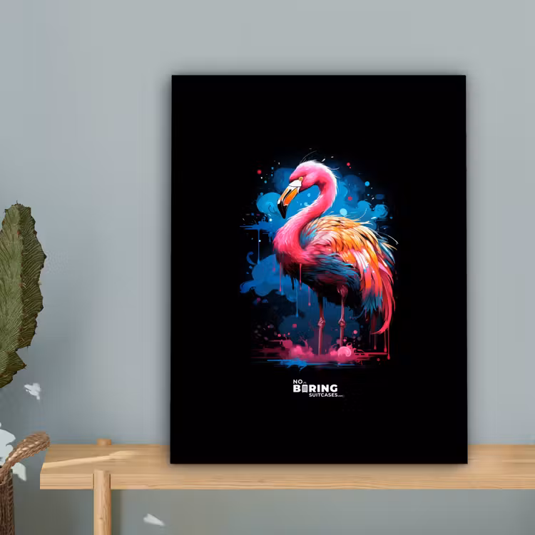 Canvas schilderij - Gekleurde flamingo voor een verfexplosie — 5