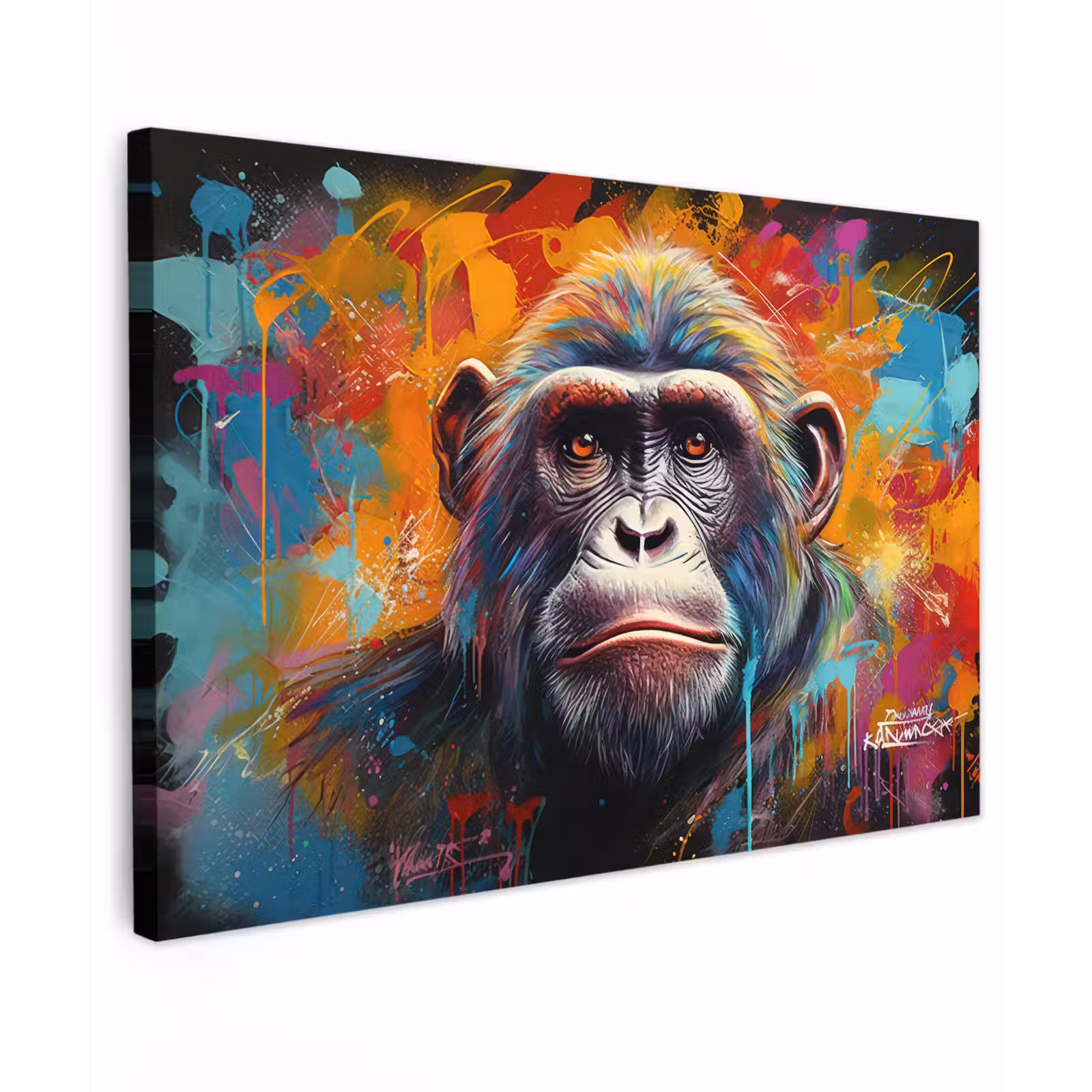 Canvas schilderij - Aap - Gorilla - Graffiti - Dieren - Kleuren — 1