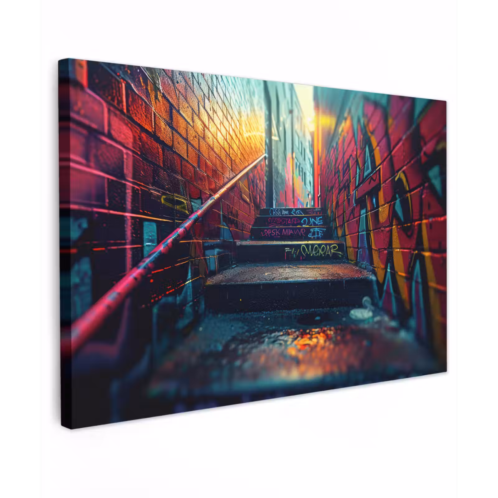 Canvas schilderij - Architectuur - Neon - Trap - Graffiti — 1