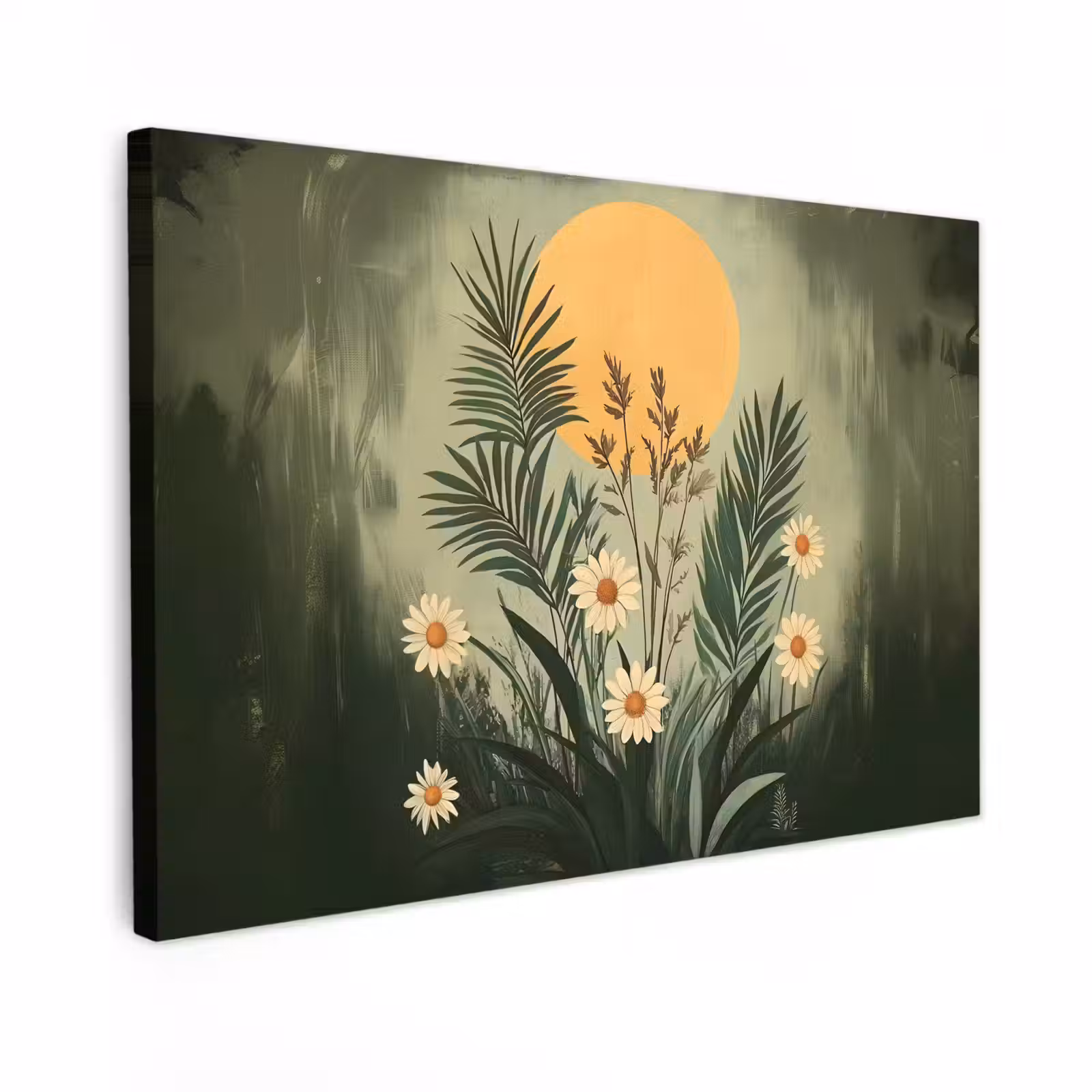 Canvas schilderij - Bloemen - Bladeren - Zon - Groen — 1